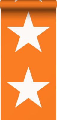 ESTAhome papier peint étoiles orange et blanc 53 cm x 10.05 m