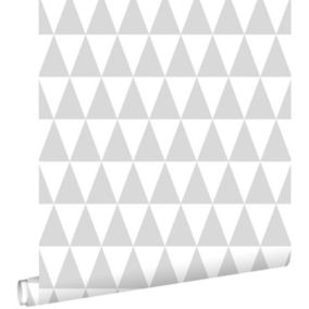 ESTAhome papier peint triangles géométriques graphiques gris chaud clair et blanc mat - 53 cm x 10,05 m - 128842