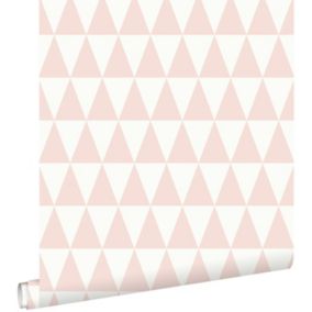 ESTAhome papier peint triangles géométriques graphiques rose pêche - 53 cm x 10,05 m - 148670