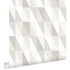 ESTAhome papier peint triangles graphiques argent, gris et beige - 53 cm x 10,05 m - 138922