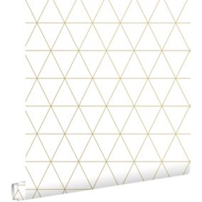 ESTAhome papier peint triangles graphiques blanc et or - 0,53 x 10,05 m - 139147