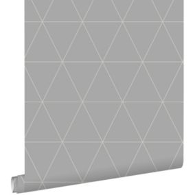 ESTAhome papier peint triangles graphiques gris chaud - 50 x 900 cm - 139813