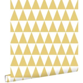 ESTAhome papier peint triangles graphiques jaune ocre - 53 cm x 10,05 m - 128863