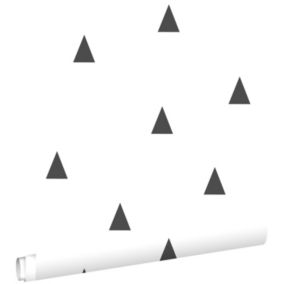 ESTAhome papier peint triangles graphiques noir et blanc - 53 cm x 10,05 m - 138942