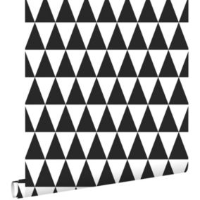 ESTAhome papier peint triangles graphiques noir et blanc mat - 53 cm x 10,05 m - 128845