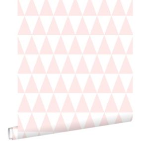 ESTAhome papier peint triangles graphiques rose clair et blanc - 53 cm x 10,05 m - 128862