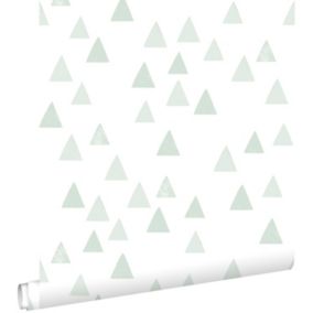 ESTAhome papier peint triangles graphiques vert menthe - 0,53 x 10,05 m - 139055