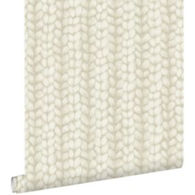 ESTAhome papier peint tricot grossier beige - 53 cm x 10,05 m - 148342