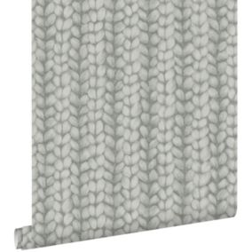 ESTAhome papier peint tricot grossier gris foncé - 53 cm x 10,05 m - 148343