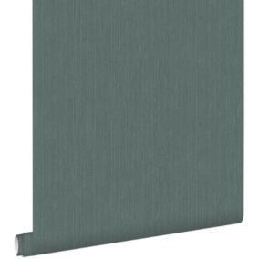 ESTAhome papier peint uni avec structure en denim jeans vert grisé - 0,53 x 10,05 m - 148706