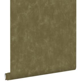 ESTAhome papier peint uni à effet pictural vert kaki - 0,53 x 10,05 m - 148723