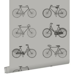 ESTAhome papier peint vélos gris chaud clair - 53 cm x 10,05 m - 128502