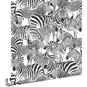 ESTAhome papier peint zèbres noir et blanc - 0,53 x 10,05 m - 139155