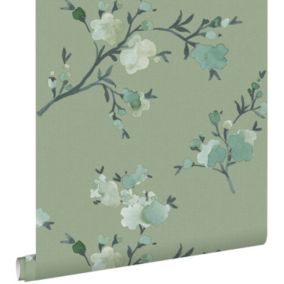 ESTAhome PP intissé éco texture fleurs de cerisier vert - 0,53 x 10,05 m - 148718