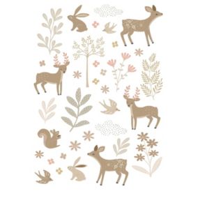 ESTAhome sticker mural cerf beige et rose - 33 cm x 47,5 cm - 156122