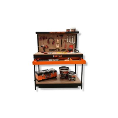 Etabli de garage avec tiroir Panneau perforé et étagère L120 xP60 x H150 cm Charge max 230 kg