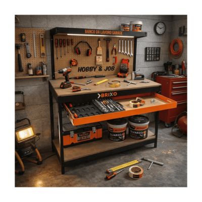 Etabli de garage avec tiroir Panneau perforé et étagère L120 xP60 x H150 cm Charge max 230 kg