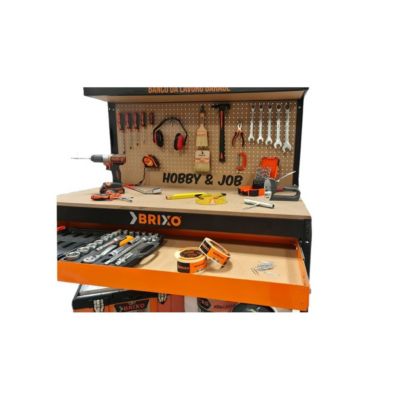 Etabli de garage avec tiroir Panneau perforé et étagère L120 xP60 x H150 cm Charge max 230 kg