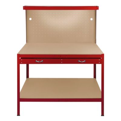 Etabli de Travail 120 cm à Tiroir & LED Blanc Froid - Rouge