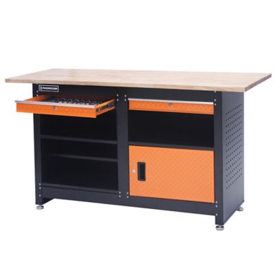 Etabli de travail en acier/bois Magnusson L.160 x l.60 x H.87 cm charge maxi 177 kg