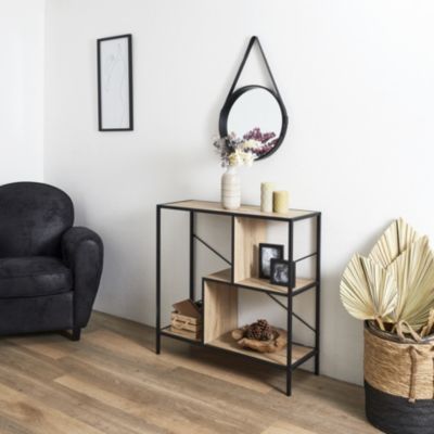 Etagère 3 niveaux design industriel Noir, L. 30 x l. 80 x H. 79.5 cm, EDISON