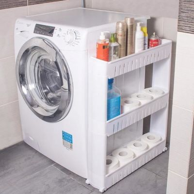 Etagère 3 étages à roulettes SPRINGOS - Meuble de rangement de cuisine et salle de bains - Blanc