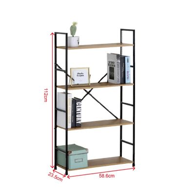 Etagère 4 rangements 112 cm bois et noir - TYDA
