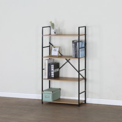 Etagère 4 rangements 112 cm bois et noir - TYDA