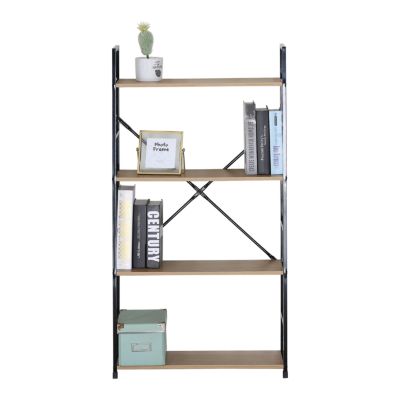 Etagère 4 rangements 112 cm bois et noir - TYDA