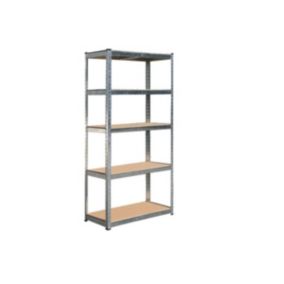 Etagère 5 tablettes L90xP40xH180 cm Charges 150Kg Structure Acier verni Plateaux bois BRIXO