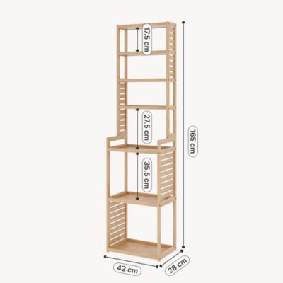 Etagère à 7 niveaux Forssa pour salle de bain cusine salon 165 x 42 x 28 cm en.casa