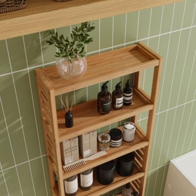 Etagère à 7 niveaux Forssa pour salle de bain cusine salon 165 x 42 x 28 cm en.casa