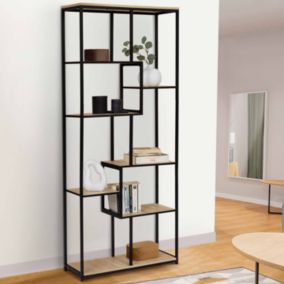 Etagère bibliothèque asymétrique 8 niveaux DETROIT design industriel 161 cm