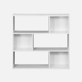 Etagère bibliothèque blanche Pieter 3 étagères 6 compartiments de rangement