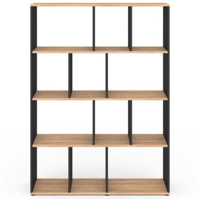 Etagère bibliothèque JENA 4 niveaux noir et effet bois 143 cm