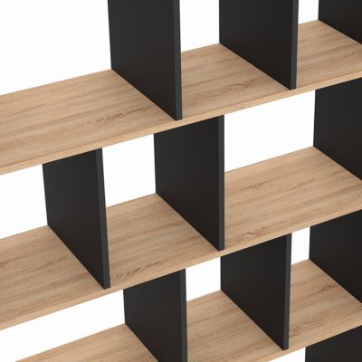 Etagère bibliothèque JENA 4 niveaux noir et effet bois 143 cm