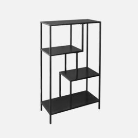 Etagère bibliothèque noir en métal noir asymétrique 4 niveaux INDUSTRIELLE  L 69 x P 33 x H 113.5cm