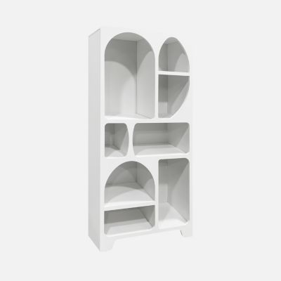 Etagère bibliothèque organique effet bois blanc plusieurs niches 8 compartiments