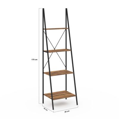 Dressing Penderie Étagères HAWKINS 90 Cm – Style Industriel Bois Foncé Et Métal Noir