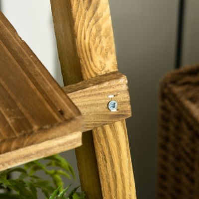 Etagère échelle à fleurs pliable 3 niveaux bois de sapin traité carbonisation