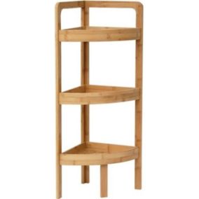 Etagère d'angle 3 niveaux en bambou - Tendance - Meuble de salle de bain - Noir - Aspect bois - A encastrer