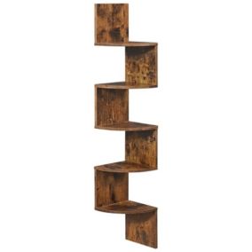 Etagère dangle style rustique collection AUSTIN. Coloris bois foncé.