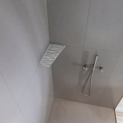 Etagère de douche en acier inox 26,8 x 7/12,2 x 26,2cm x 2 mm - Rectangulaire design Tiger - fixation sans perçage