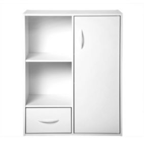 Etagère de rangement 2 casiers avec 1 tiroir et 1 placard - L61,5 cm