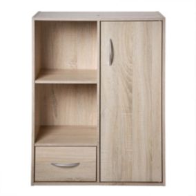 Etagère de rangement 2 casiers avec 1 tiroir et 1 placard - L61,5 cm