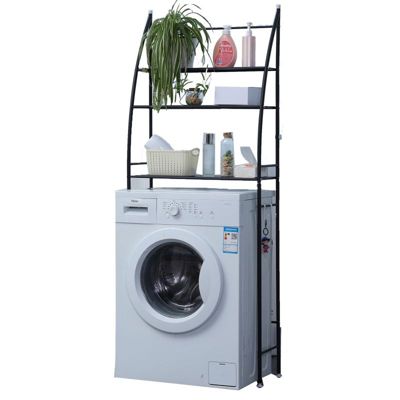 Etagère de rangement à 3 niveaux pour la machine à laver et salle de bain Noir Herzberg HG03305