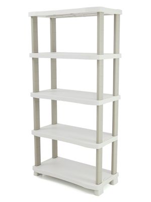 Etagère de rangement 5 niveaux intérieur/extérieur coloris beige - Longueur 90 x Profondeur 45 x Hauteur 184 cm