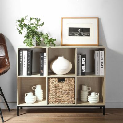 Etagère de rangement 6 cases avec pieds métal