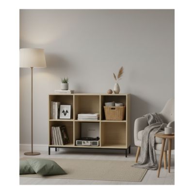 Etagère de rangement 6 cases avec pieds métal