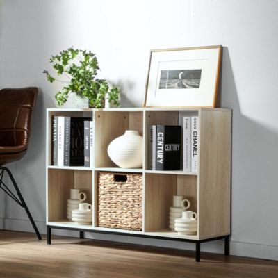 Etagère de rangement 6 cases avec pieds métal